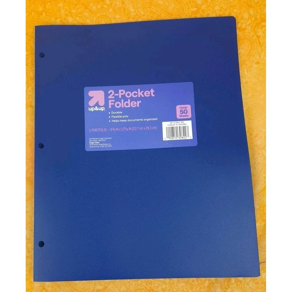 Set Of 6 Up & Up Target Folders Blue Plastic 2 Pocket Folders‎ 3 Hole Punched